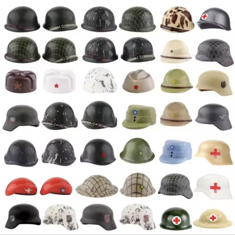 Mainan Balok WW2 Military Helmet Soldiers Helmets Brick Blocks