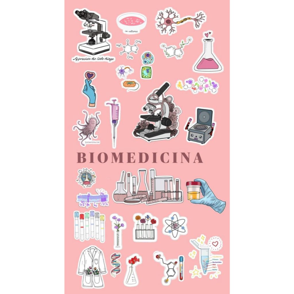 

Stiker anti air Lab -+ 25 pcs all in Laboratory biomedicina pink untuk anak kesehatan mahasiswa kesehatan Laboran Laboratorium Analis Klinis
