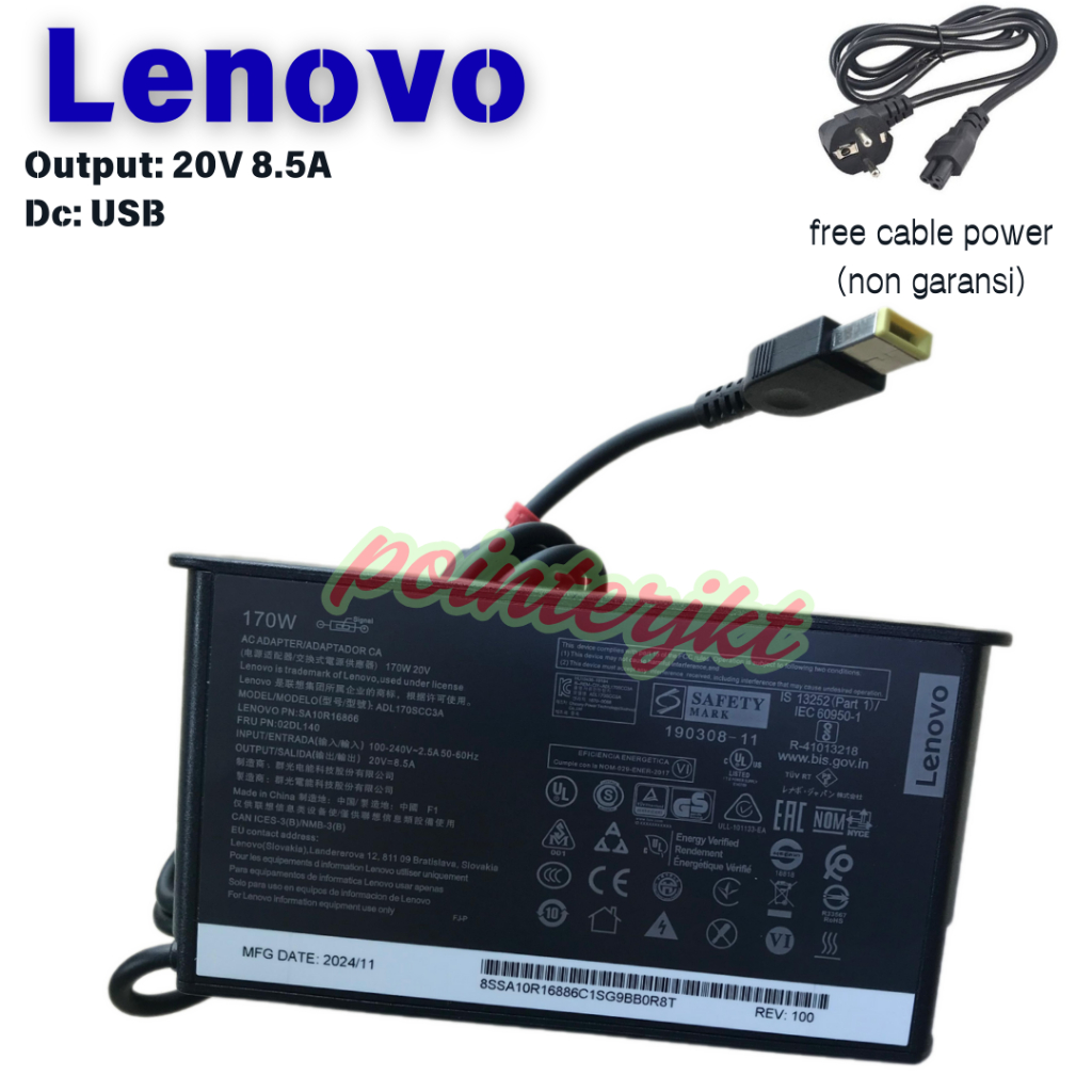 Adaptor charger Laptop Legion Y7000 Y7000P-1060 20V 8.5A 170W USB