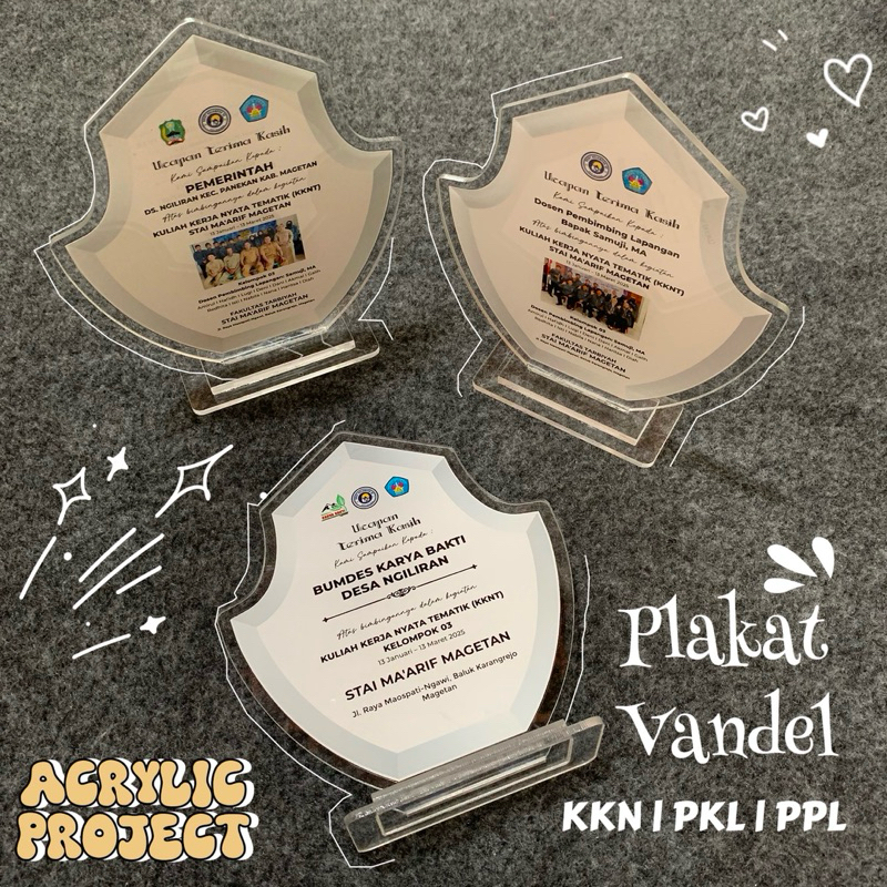 Plakat KKN | Kenang kenangan KKN | Ucapan Terimakasih PKL PPL KKN | Plakat Vandel wisuda