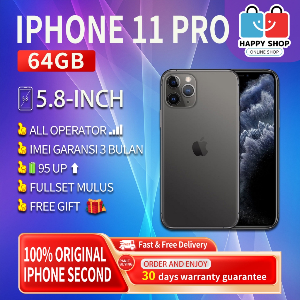 iPhone 11Pro 64GB Second Original100% EX-INTER 5.8“OLED-Original Fullset Mulus Normal Like New Phone
