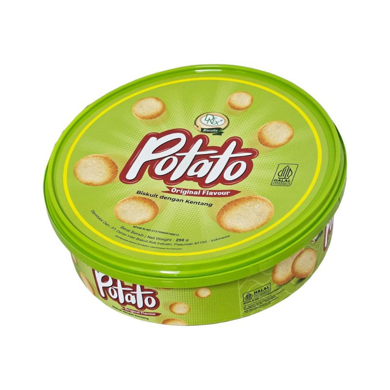 

denex potato biskuit 250g - denex biskuit potato kaleng - denex biskuit kentang