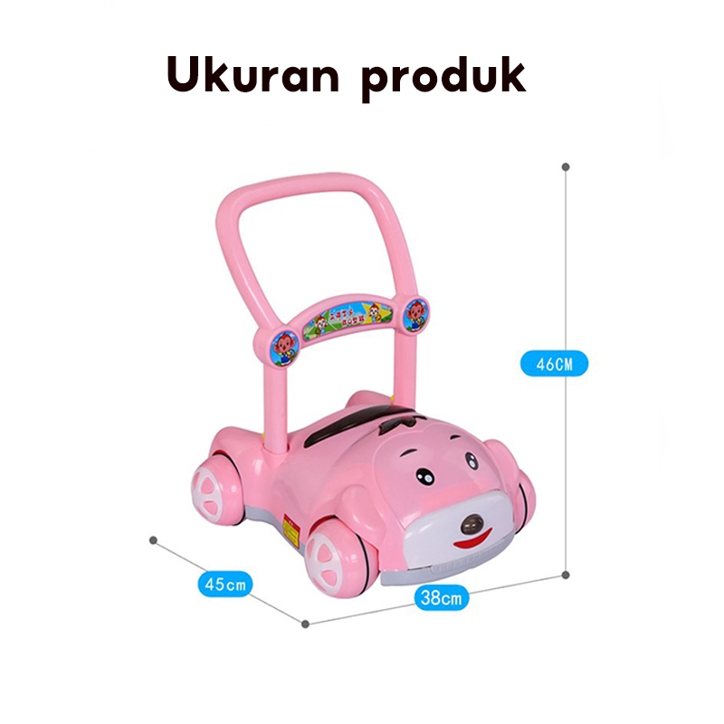 Troli Pejalan 2-In-1 Baby Walker Dalam Ruangan, Kereta Dorong Bayi, Mainan Bayi, Anti Jatuh