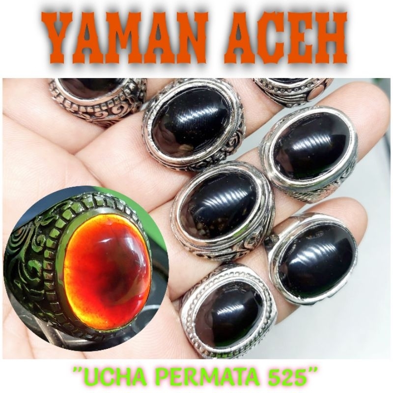 cincin batu akik yaman wulung aceh / yaman api senter merah asli natural