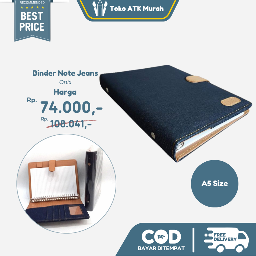 

Onix Navy Blue Binder Denim Jeans Kancing Exclusive 20 Ring A5 Campus