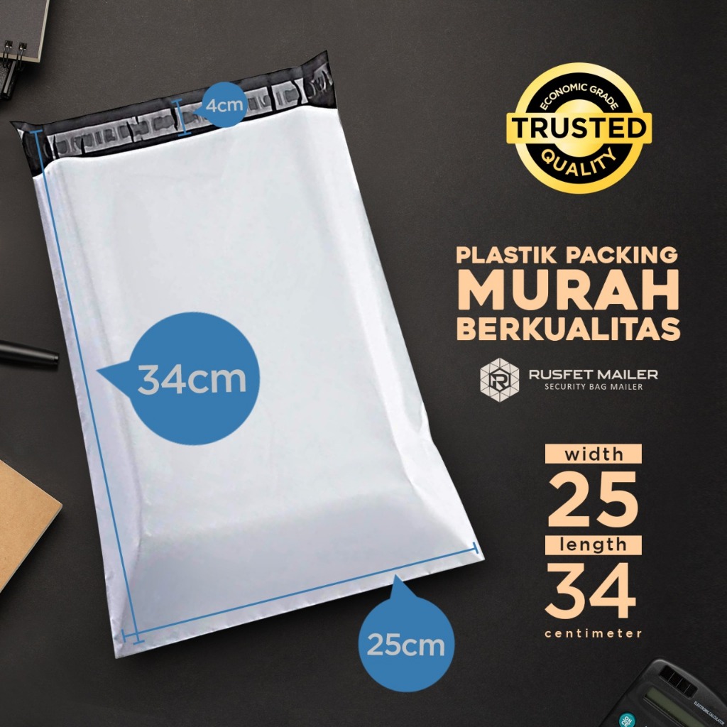 

POLYMAILER AMPLOP PACKING ONLINE TERMURAH - ISI 100 LEMBAR 25 X 35 Putih