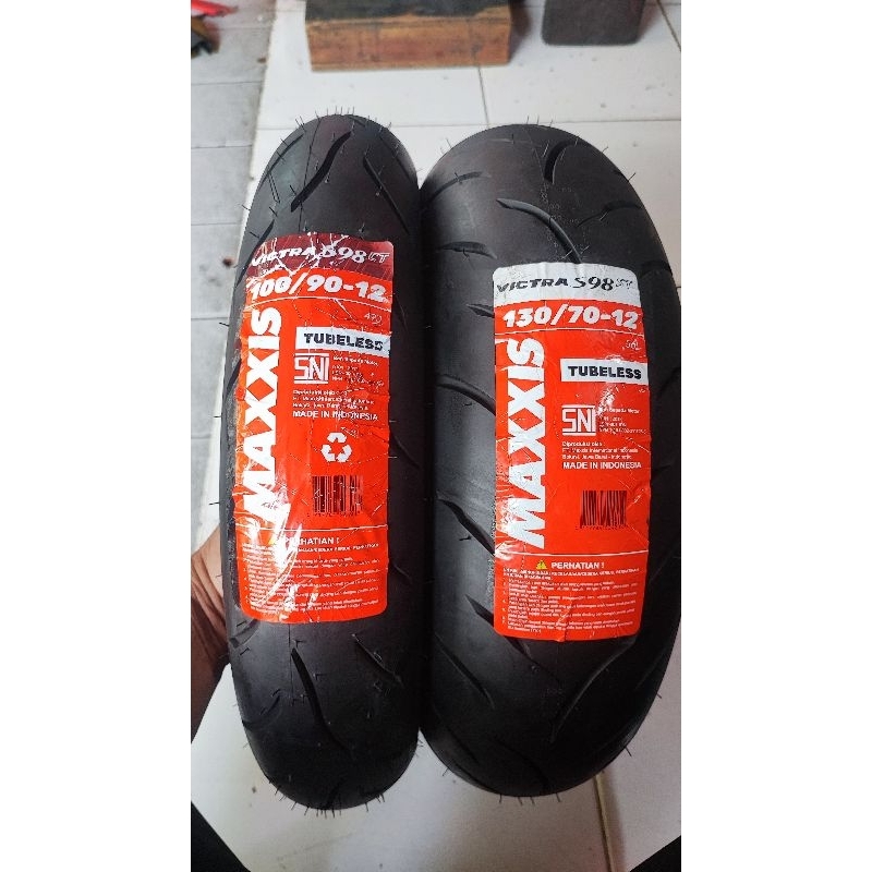 ( PAKET 2 BAN RING 12 STYLO ) MAXXIS VICTRA ST & CT 130/70-12 & 100/90-12 TUBLES FREE PENTIL KARET D