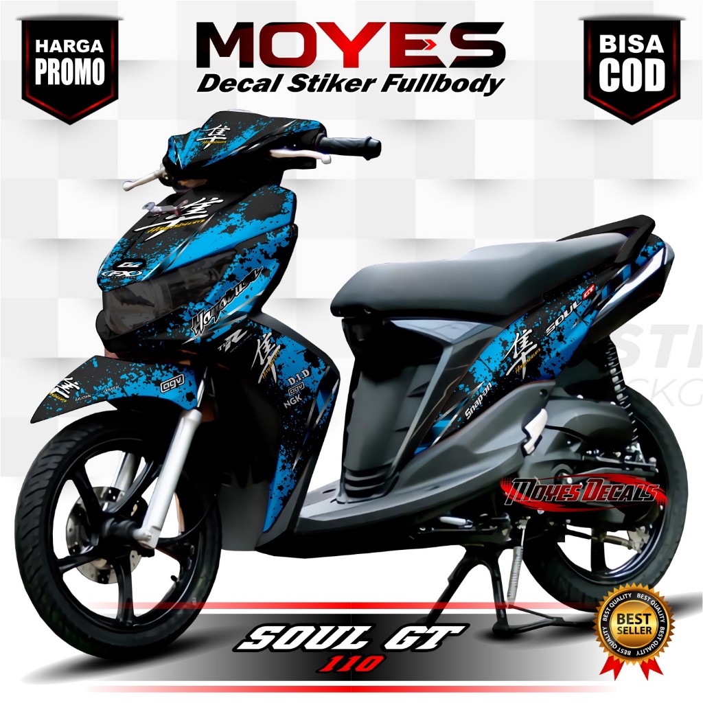COD Decal Variasi Motor Mio Soul GT 110 Fullbody Stiker Yamaha SOUL GT Motif Hayabusa De