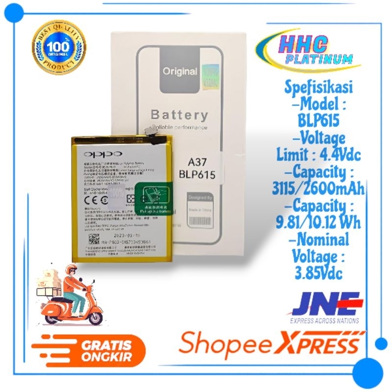 BATRE BATERAI BATTERY OPPO A37/A37F/NEO 9 BLP615 ORIGINAL 100%