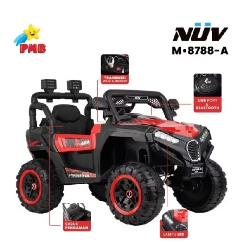 Mainan Mobil Aki Jeep Anak Nuv M 8788-A) Mobilan Aki bisa dinaiki Anak