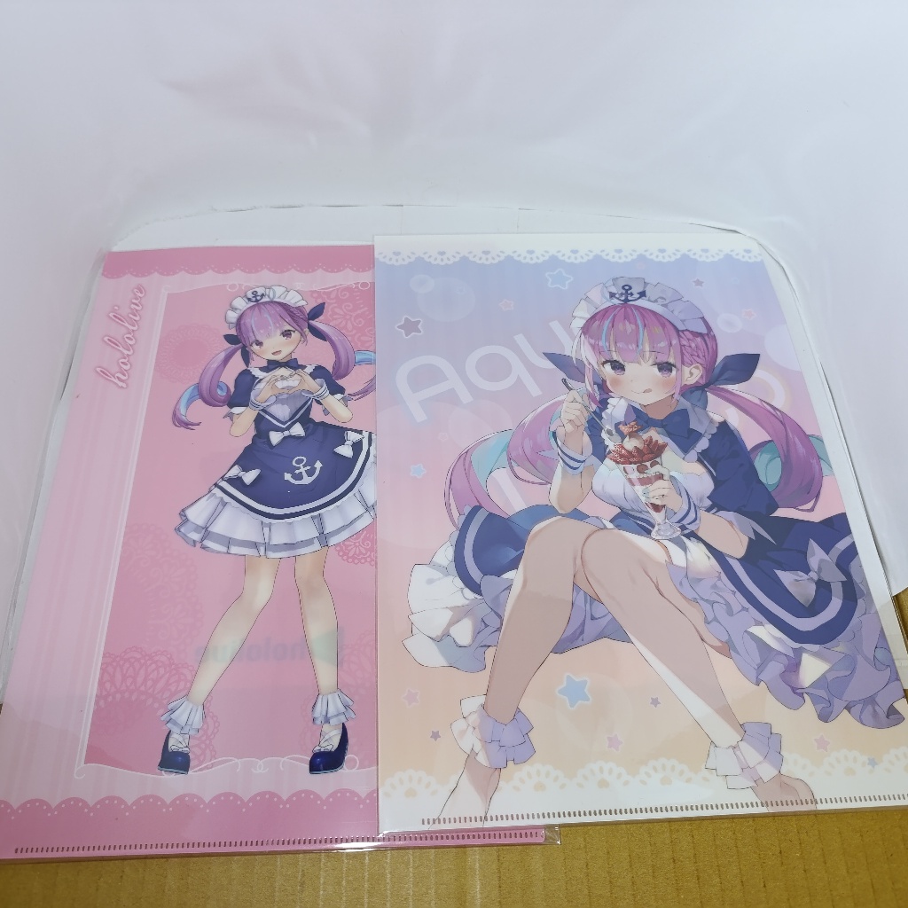 ORI Limited Merch A4 Clear File Minato Aqua Hololive X LAWSON Figure Map Kartu Cover Vtuber