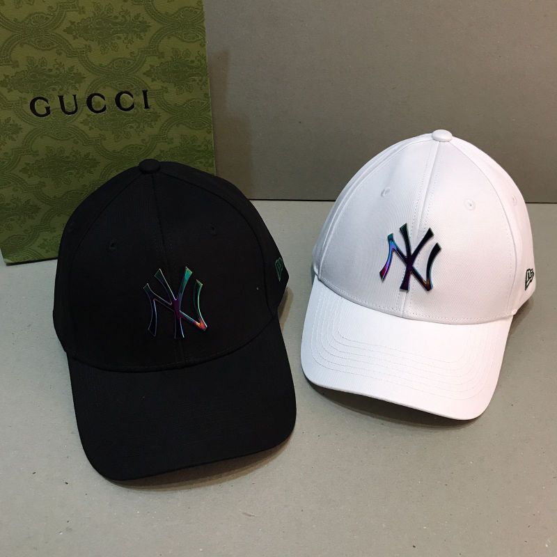 Topi Baseball NY logo besi rainbow