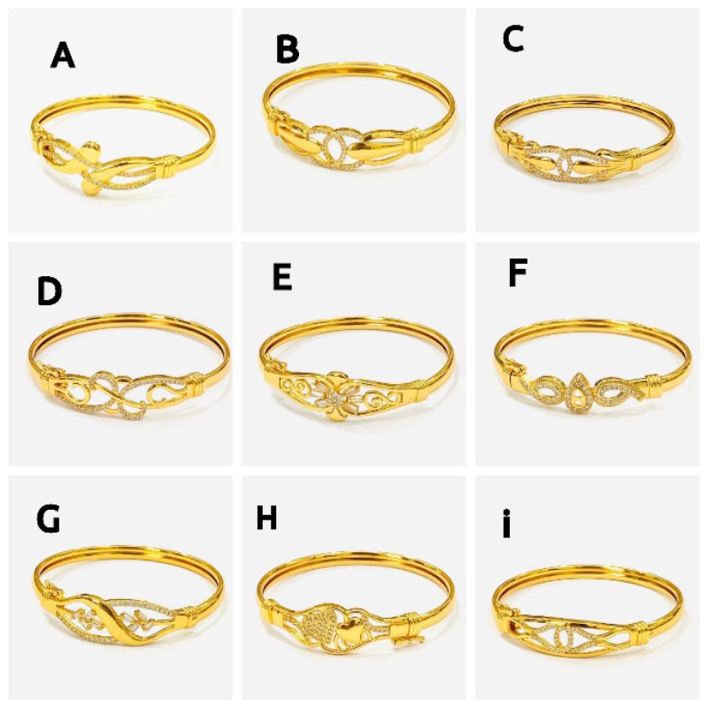 AMK. Gelang xuping bangle/kolong dewasa lapis emas dgn mata zircon