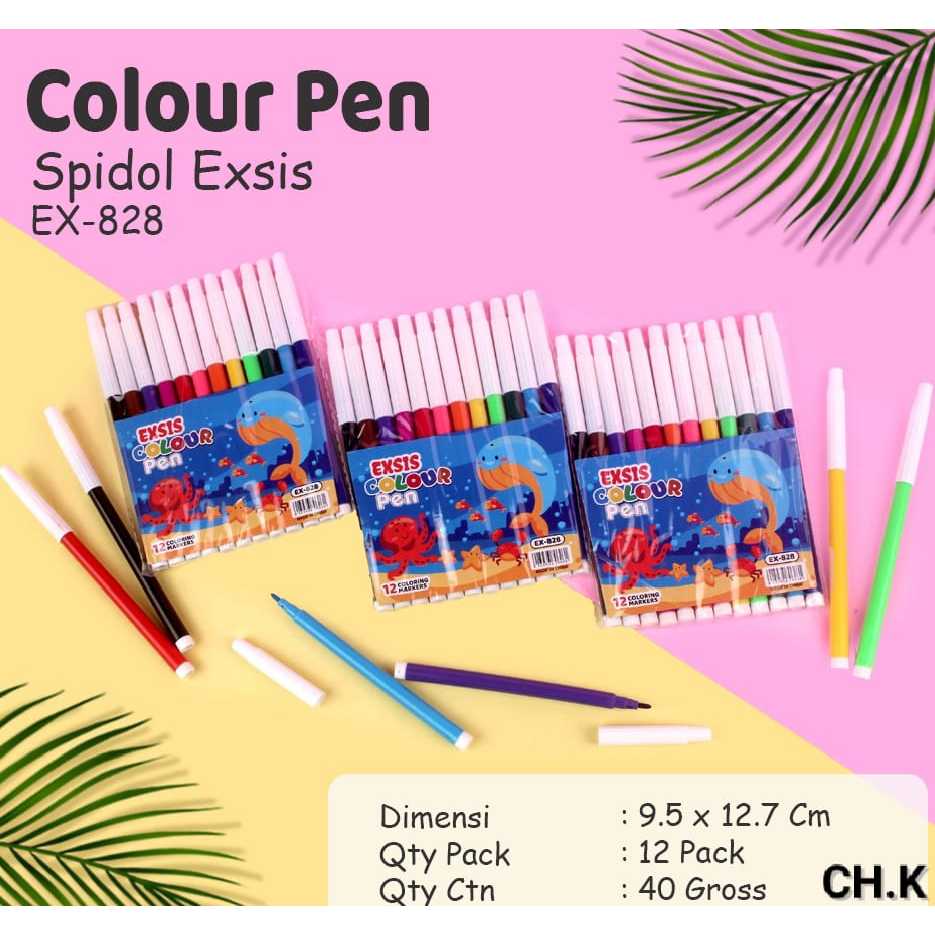 

(1 Set) Spidol 12 Warna Murah 828 / Kelir Air / Colour Pen Marker 12 Warna Murah