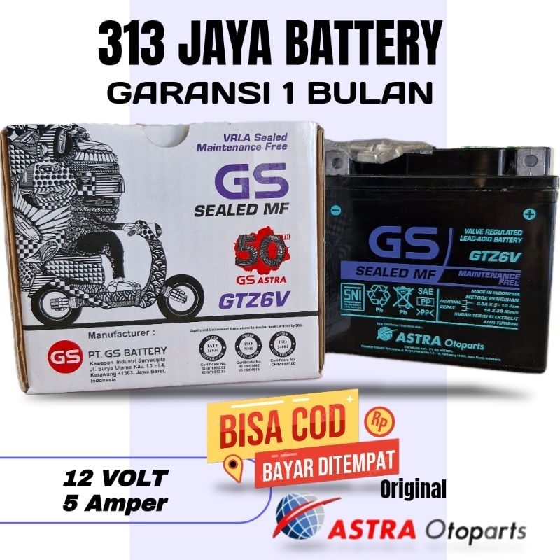 AKI GS ASTRA OTOPARTS GTZ6V Original YAMAHA FILANO, FREEGO, FAZZIO , N MAX CONNECTED , AEROX