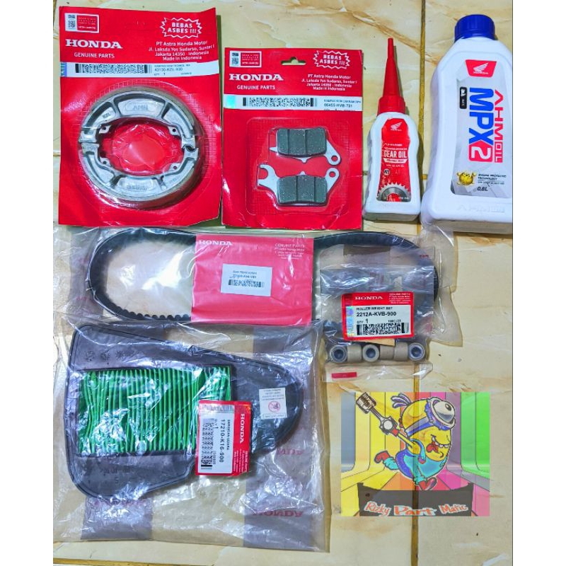 Kampas rem depan belakang Oli Mpx2 Vbelt roller K44 filter udara STATER HALUS Honda Beat Scoopy Vari