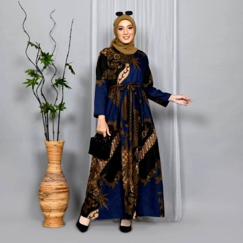 DEWASA Gamis Batik Modern/Gamis Pesta Mewah Elegan/Gamis Kondangan/Dress Abaya Syari/Busui Fredly