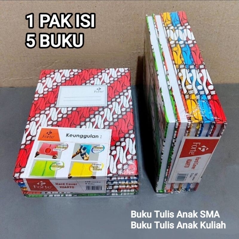 

BH01 1 Pak Buku Kwarto 100 Lembar Cover Tebal Isi 5 Pcs FORTE