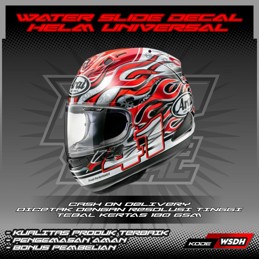 WATER SLIDE DECAL HELM UNIVERSAL MOTIF HAGA GP FIRE AND ICE | WATER SLIDE DECAL HELM