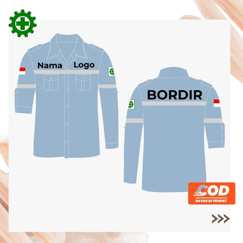Baju Kerja Safety Custom Bordir Lengan Panjang best seller