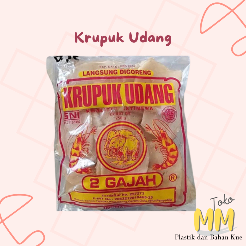 

Kerupuk Udang Mentah 2 Gajah Langsung Digoreng 250 gram