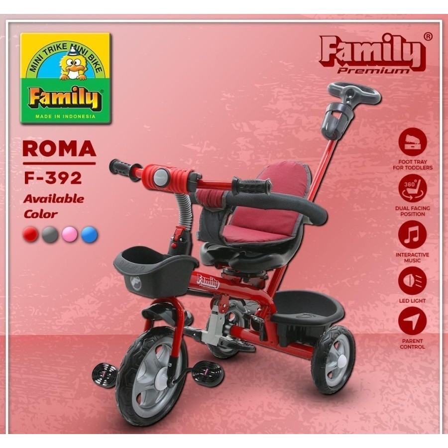 SEPEDA ANAK RODA 3 FAMILY PREMIUM - ROMA 392 // ROBIN 391