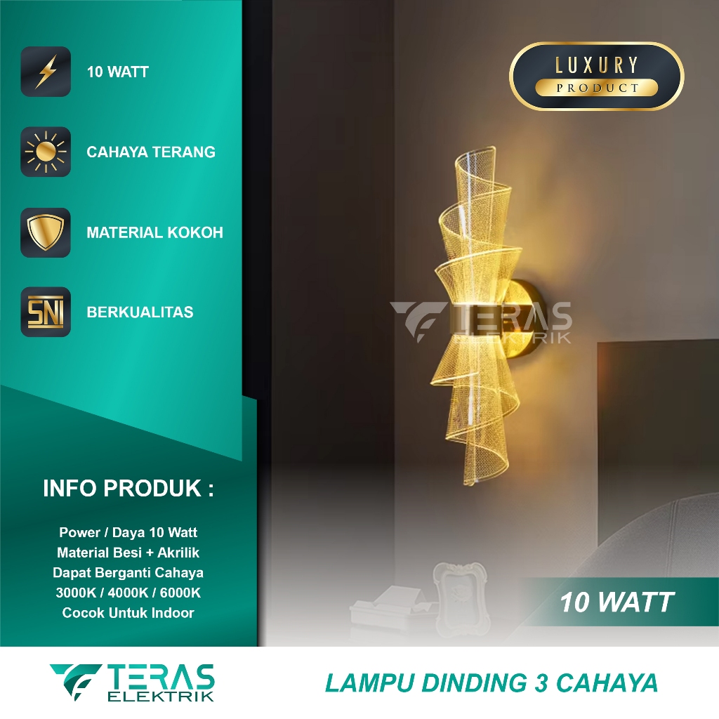 Lampu dinding indoor aesthetic lampu dinding akrilik bentuk bunga 3 cahaya