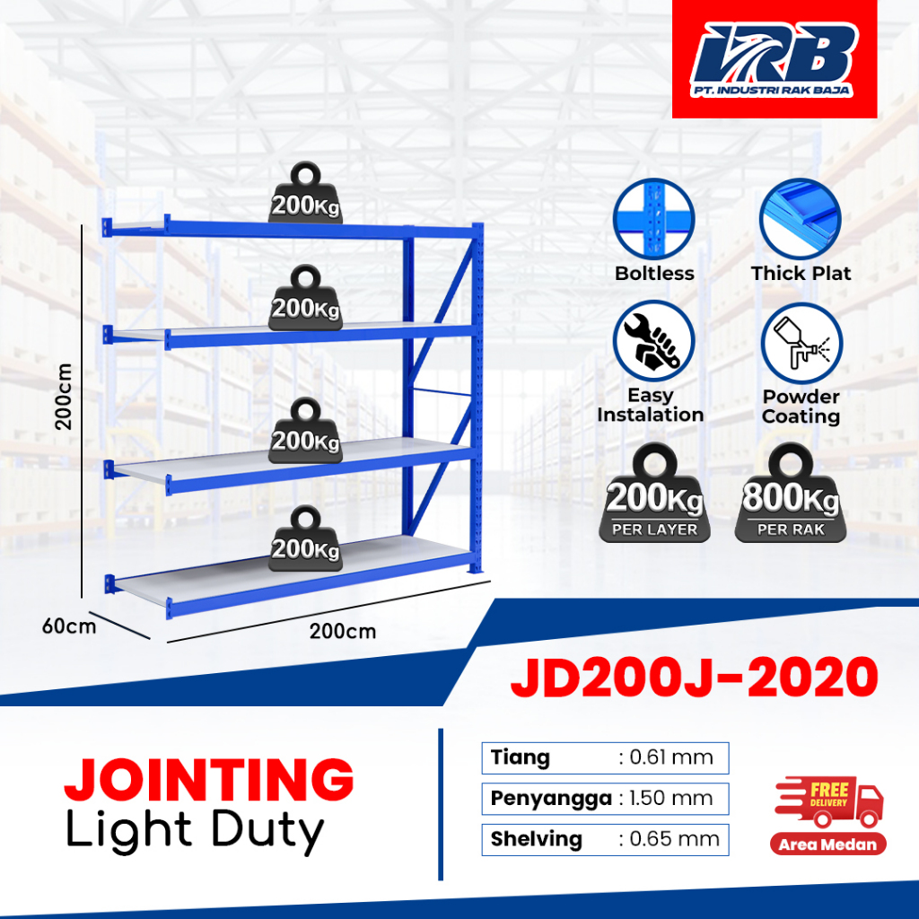 Rak Gudang Medan Rak Besi Siku 4 dan 5 Susun rak stok 200kg/ 800KG/JD-200 SERIES LIGHT DUTY JOINTING
