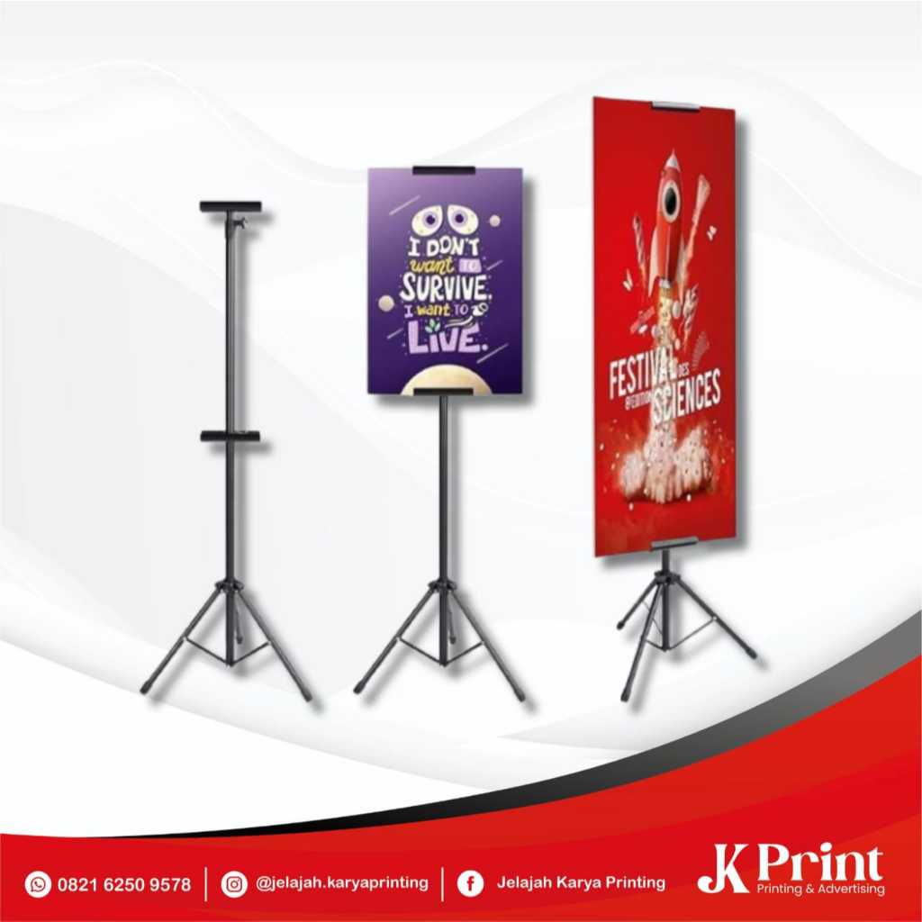 JK PRINT TRIPOD BANNER 1 SISI DAN 2 SISI STANDING BANNER IMPRABOARD Tripod Banner (Fullset) + Stiker