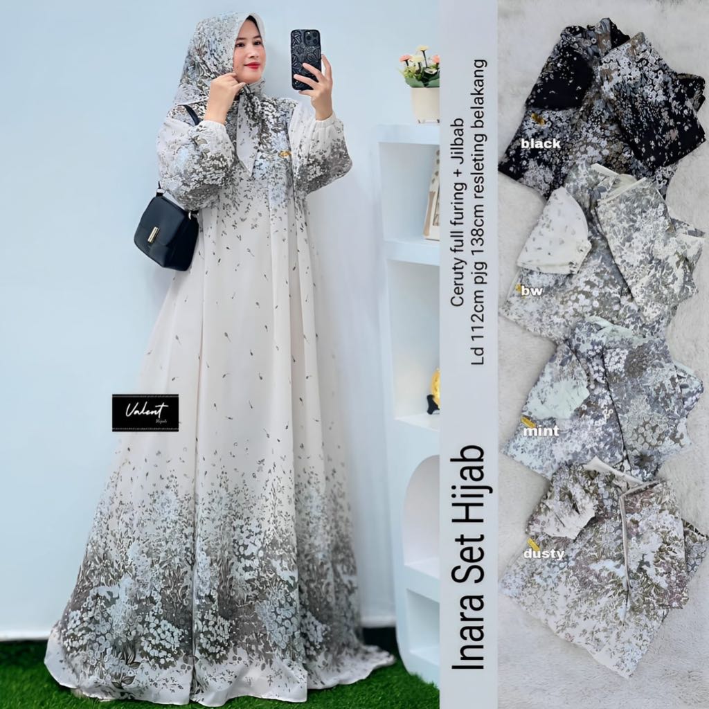 [VALENT] INARA RESTINA FATIKA NAFISA FEFE DIANA WIKA • mididress dress abaya gamis polos motif