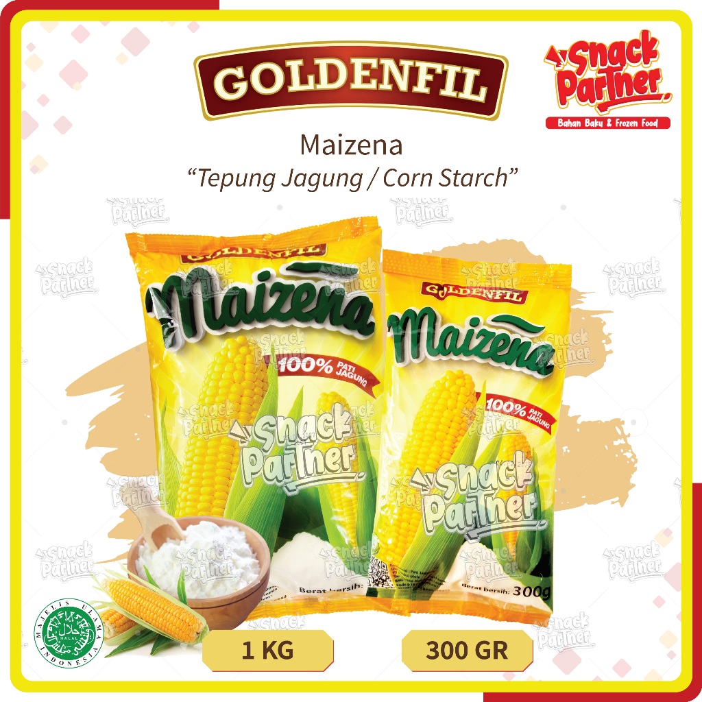 

GOLDENFIL Tepung MAIZENA 300 GR / 1 KG - Pati Jagung Kering / Corn Starch Maizenaku