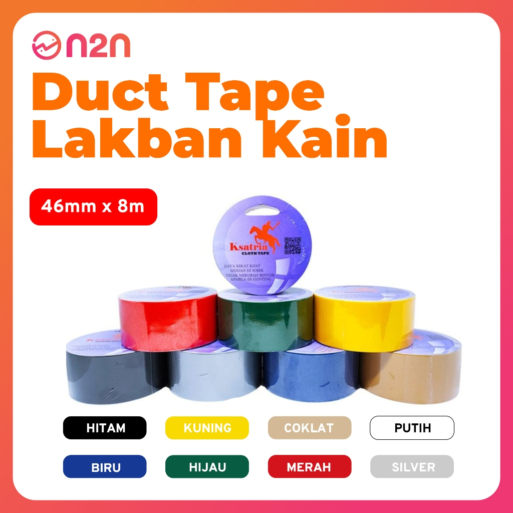 

Lakban Kain Warna Cloth Tape Duct Tape Ksatria 46mm | N2N Factory