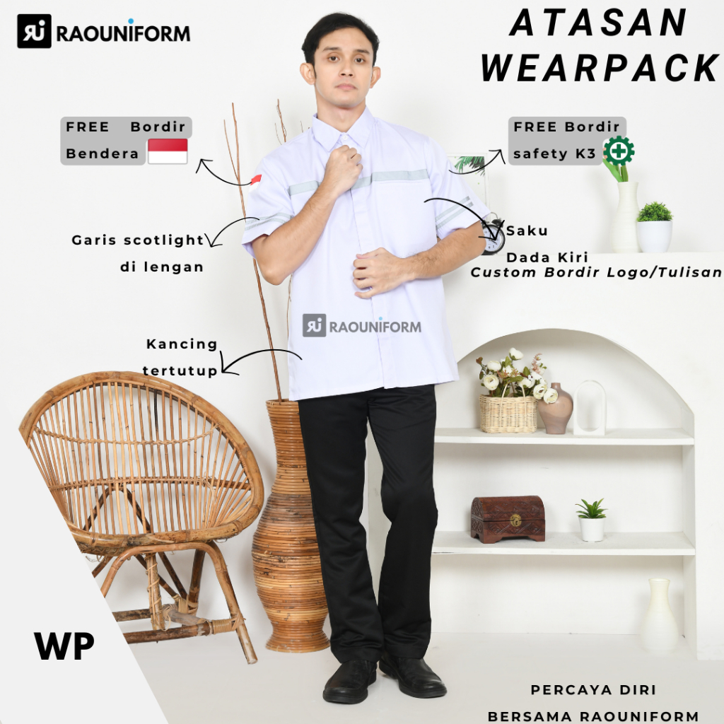 Wearpack Lengan Pendek/Baju Safety Custom Bordir/Seragam Kerja Proyek K3/Baju Kerja Pendek Pria