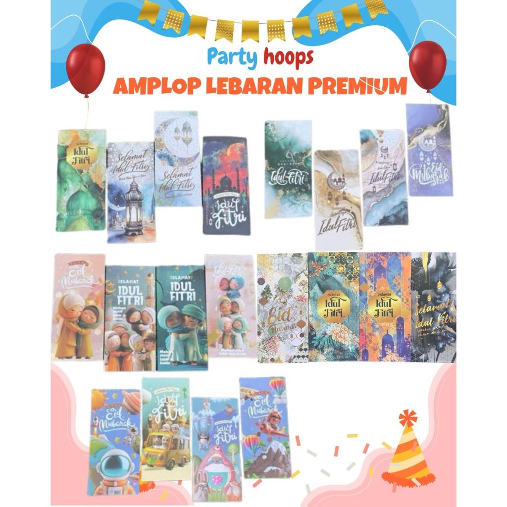 

amplop Lebaran Premium karakter kartun islami Angpao Aesthetic Amplop THR Idul Fitri 2025