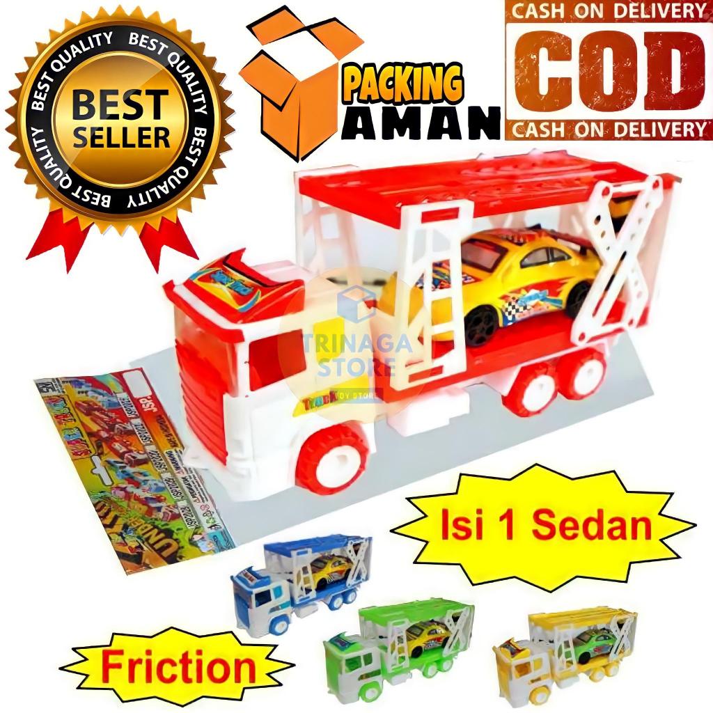 Promo Mainan Anak Mobil Mobilan Truk Truck Angkut Mobil Isi 1 Sedan / Mainan Truk Isi Mobil / Mainan Anak Laki Laki Murah