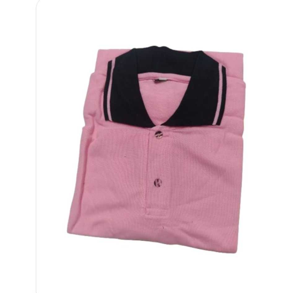 ( OBRAL ) Kaos kerah lengan pendek KOMBINASI WARNA PINK MUDA / Kaos kerah pendek Kombinasi / Atasan 