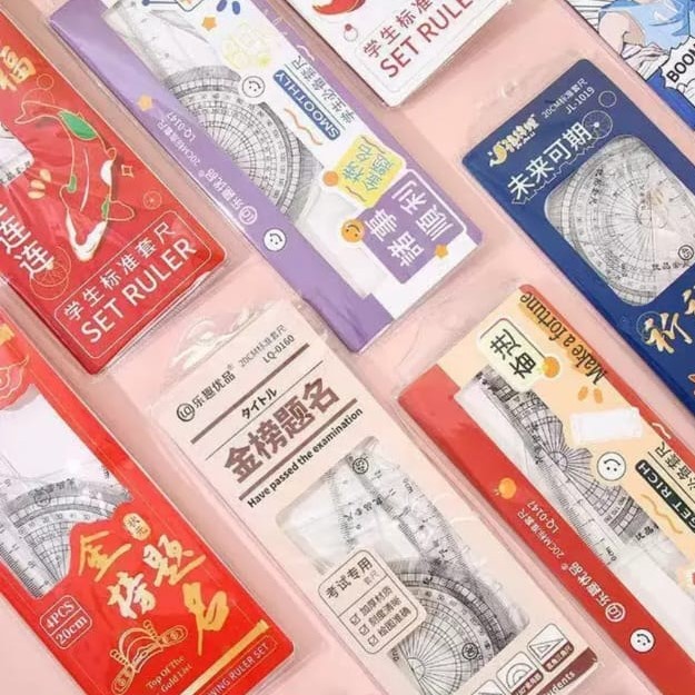 

[BS] Penggaris Set 4IN1 20cm / Ruler Set Model 1 Set Isi 4 Model