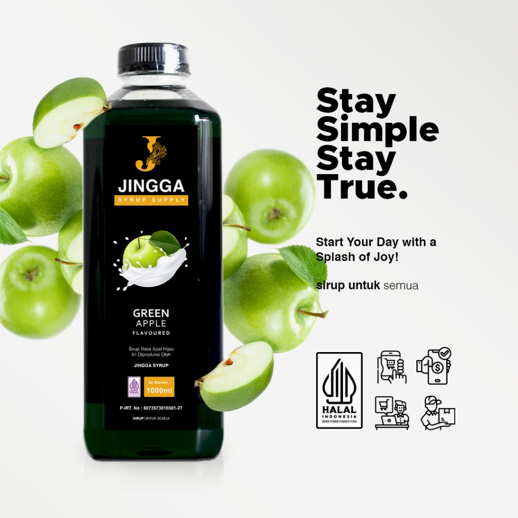 

JINGGA Green Apple Syrup 1000 ml - Sirup Flavour Apel Hijau Untuk Mocktail Cocktail Martini