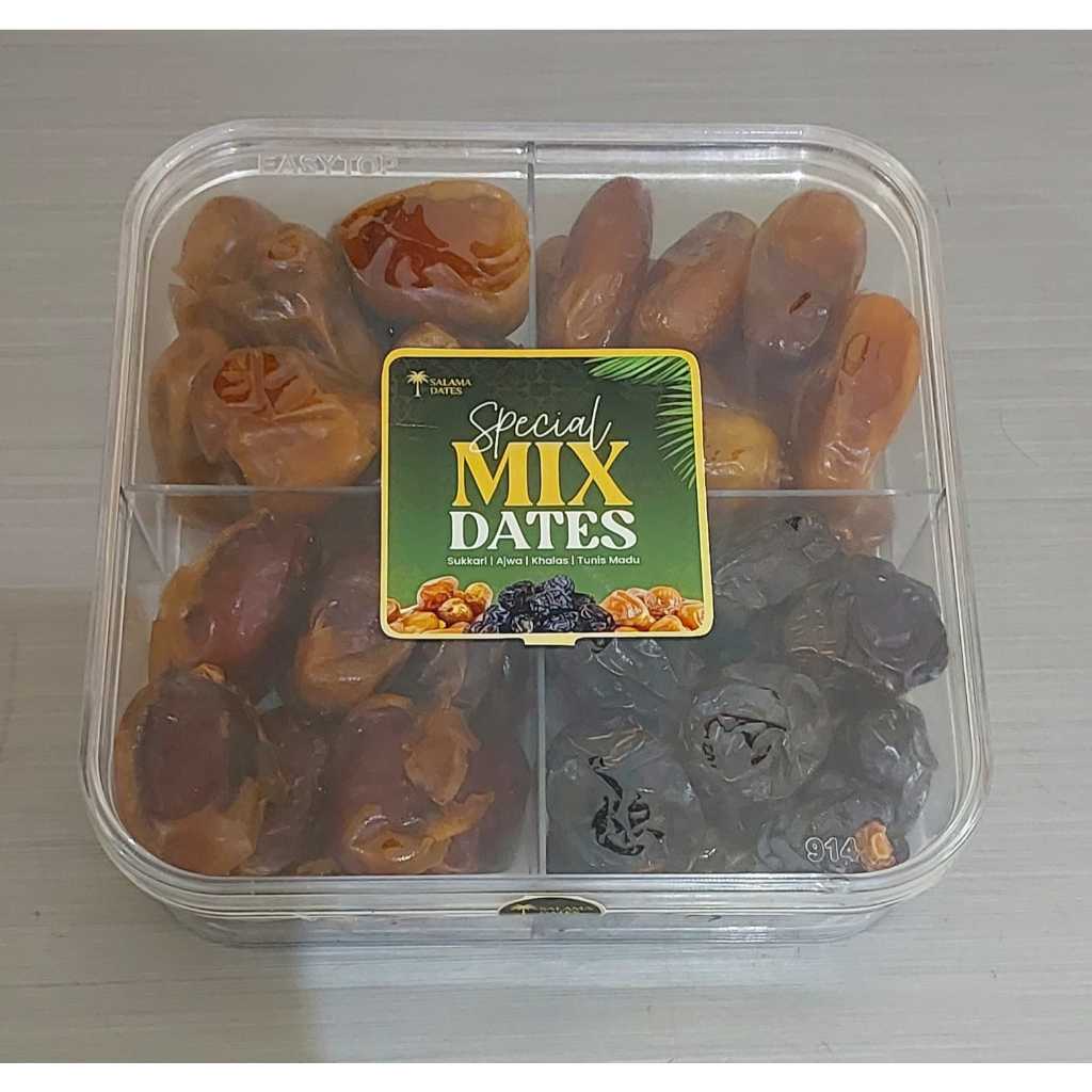 

Kurma mix 4 varian Toples Salama Dates Special Mix 400 Gram