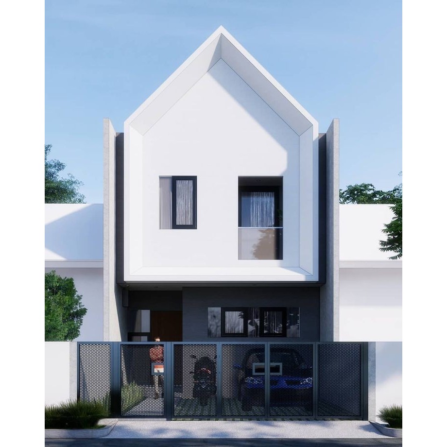 Design 3D rumah 2 lantai modern minimalis