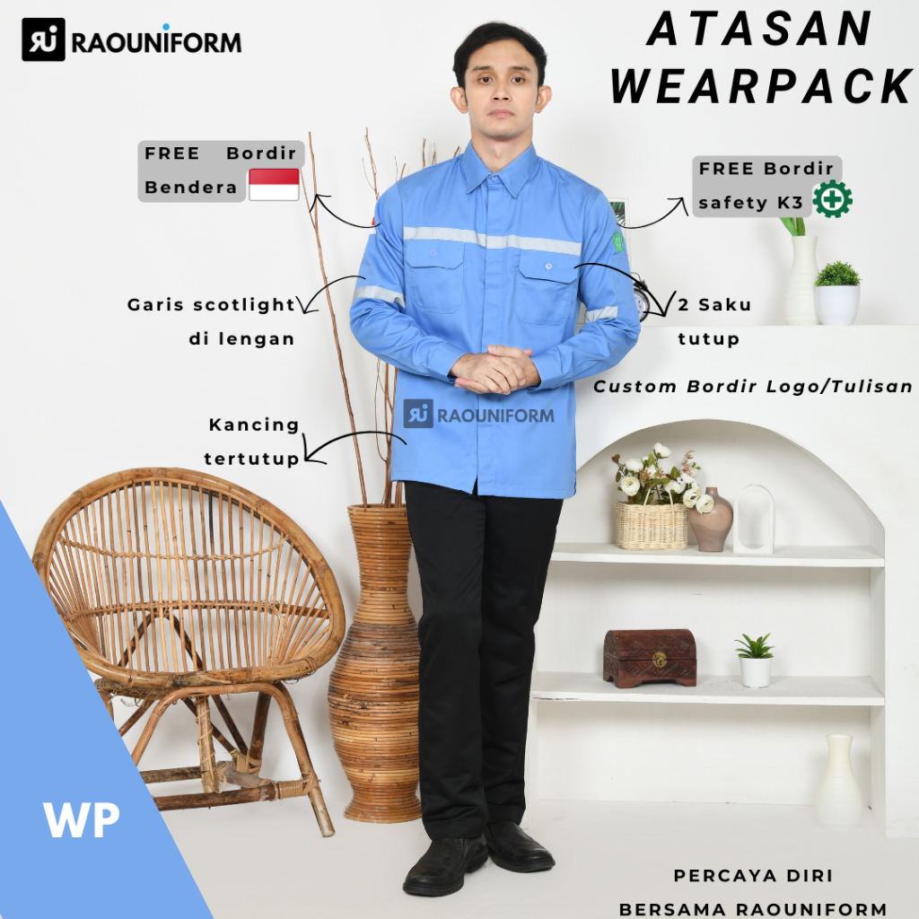 Wearpack lengan panjang/Seragam Kerja Tambang/Wearpack safety atasan/Baju K3 Safety Custom Bordir