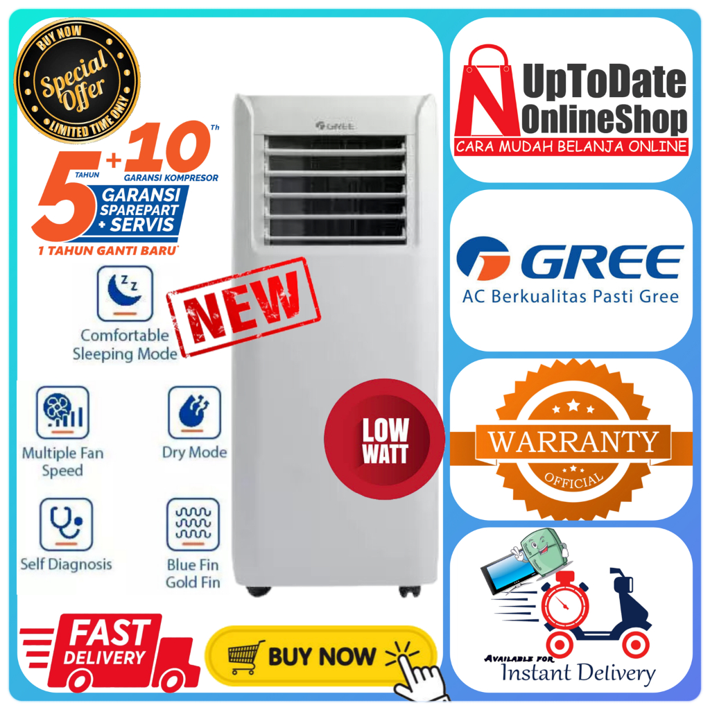 AC PORTABLE GREE GPC-09P2 GPC09P2 GPC 09P2 GPC09 AIR PURIFIER FUNCTION LOW WATT GREE AC PORTABLE 1PK