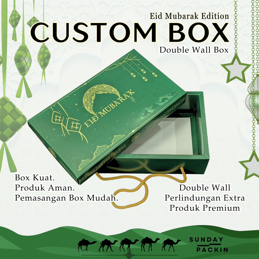 

Custom Box Lebaran Eid Mubarak 22x12x7 Makanan Reed Toples Hampers