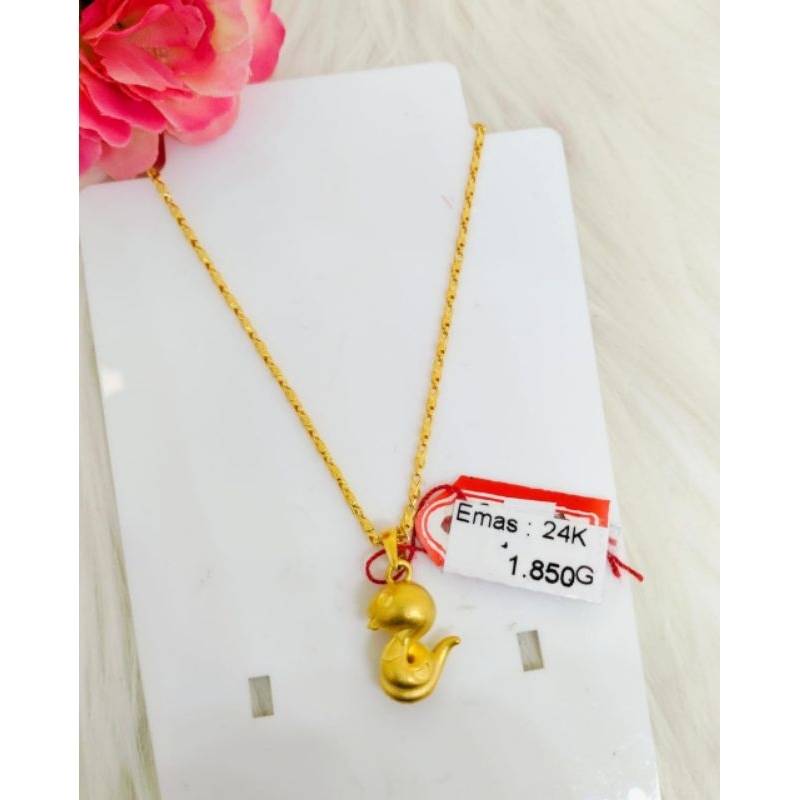 Liontin Shio Ular Emas Asli 24K Hongkong 999%