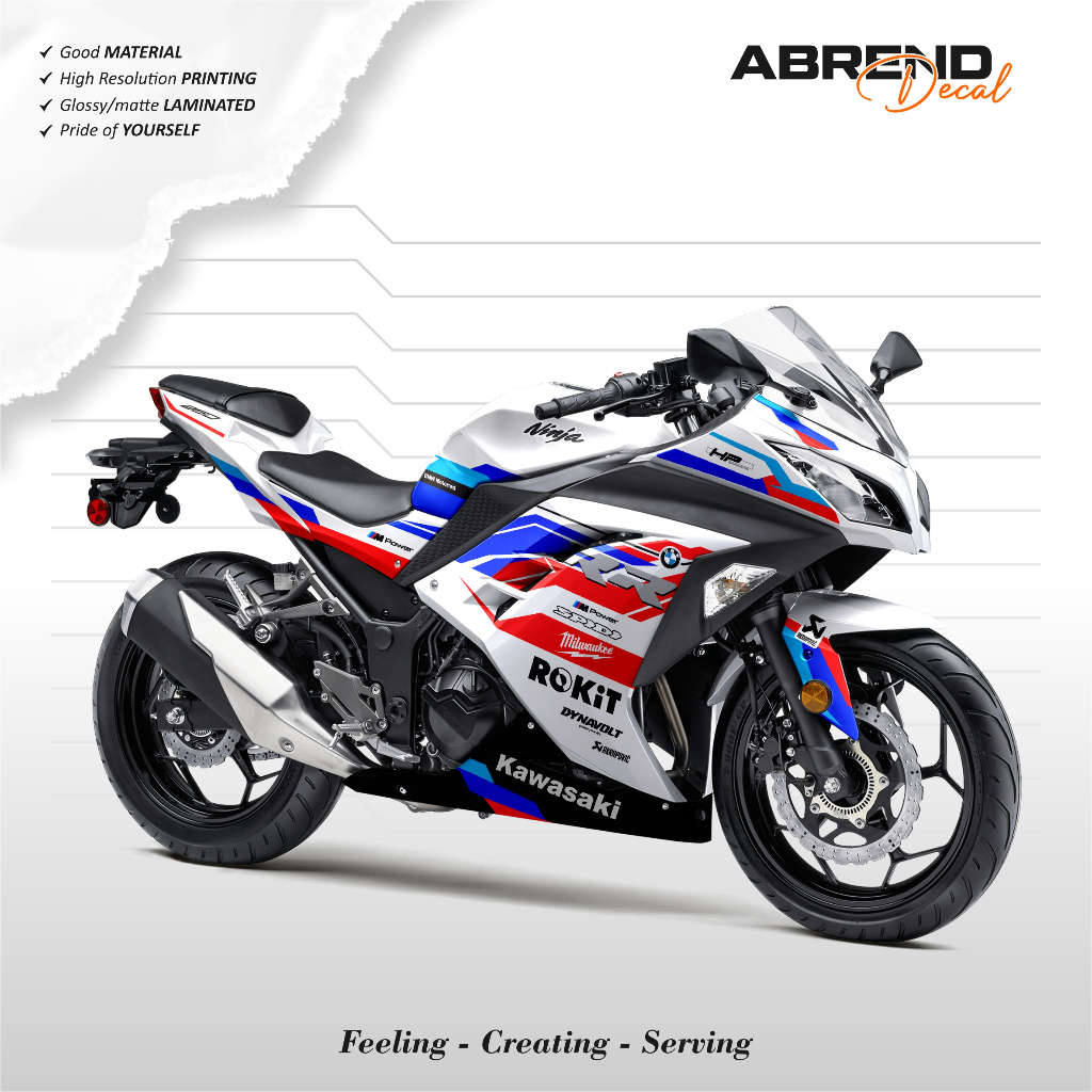 DECAL STRIPING NINJA 250 FI BMW ROKIT / STIKER NINJA FI OLD SEMI FULL / STOCK DECAL NINJA FI