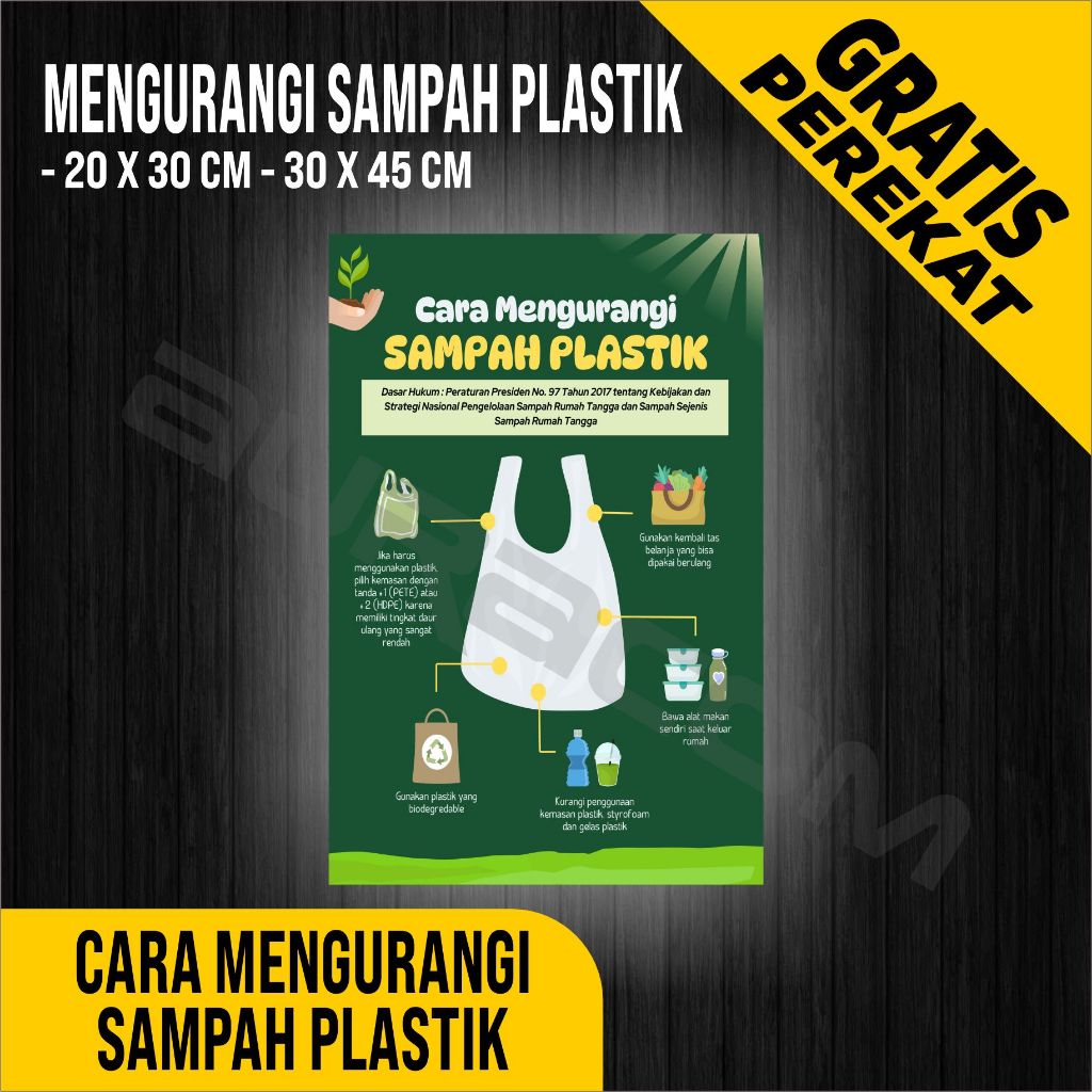 

PAPAN AKRILIK dan STIKER, POSTER CARA MENGURANGI SAMPAH PLASTIK, CUSTOM, FREE DESAIN ( A 399 )