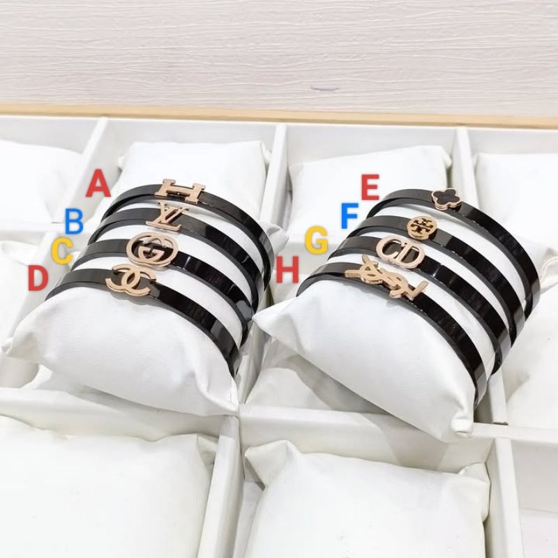 Gelang Titanium Keramik Hitam premium 316L