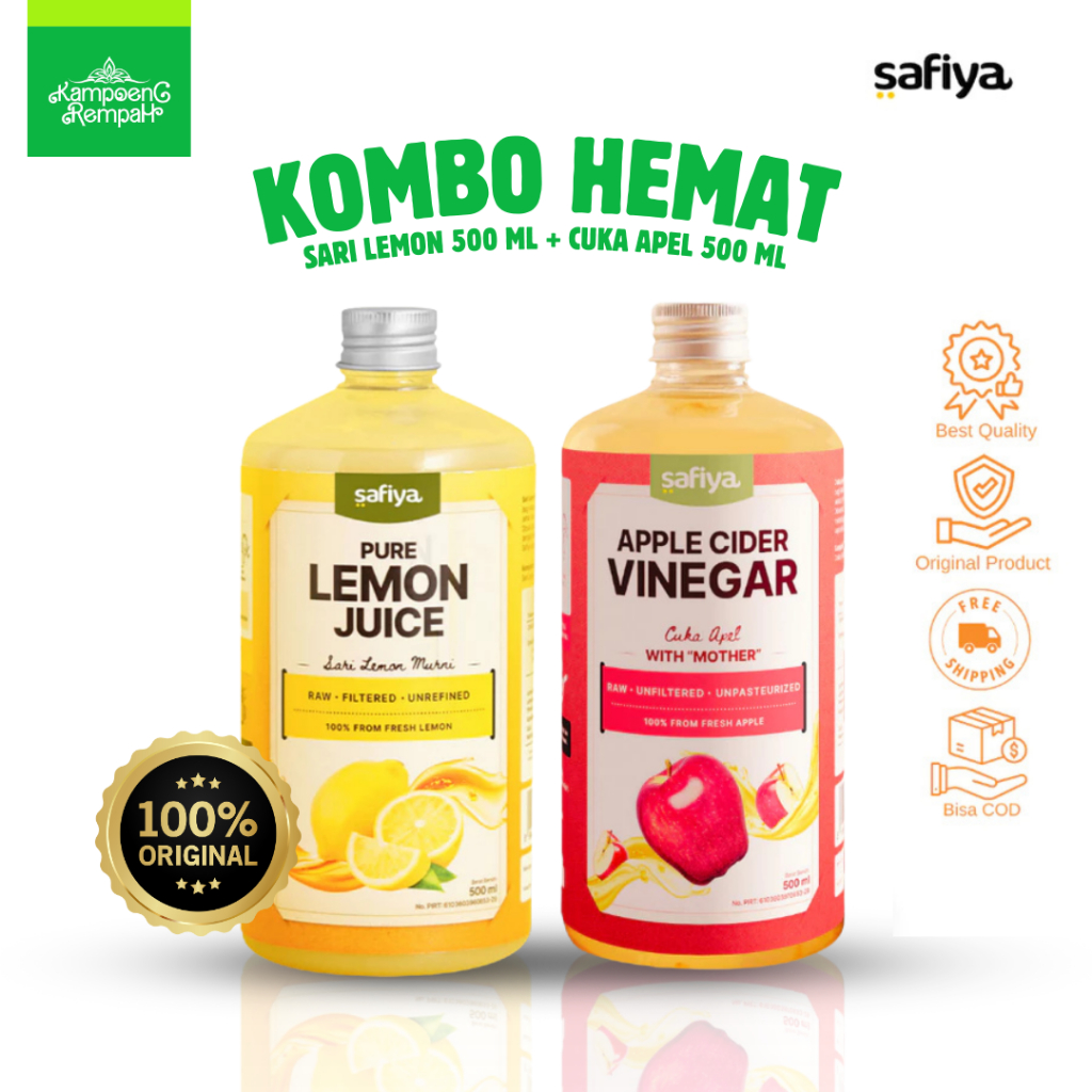 

Combo hemat Paket Cuka Apel 500 ML + Sari Lemon 500 ML Safiya Original Detox