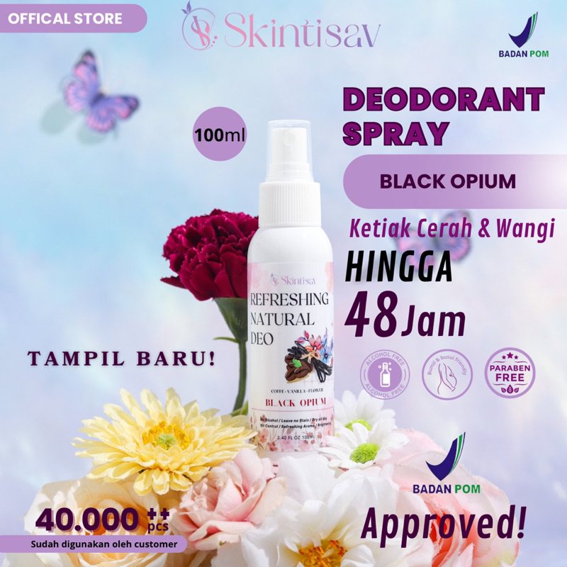 Black Opium Natural deodorant deodoran tawas spray untuk ketiak pria atau wanita alami penghilang ba