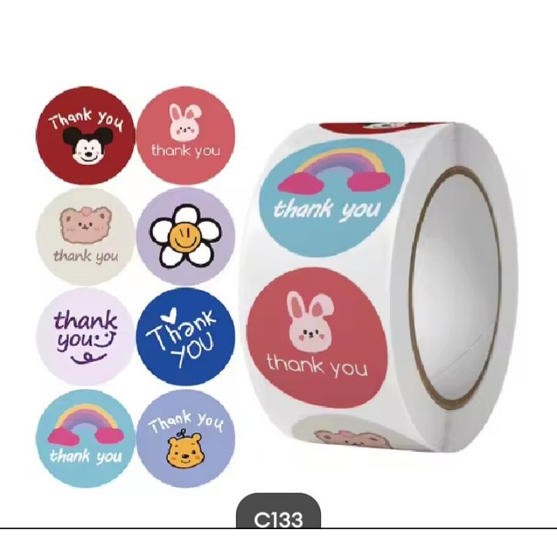 

500 pcs stiker terima kasih sticker bulat roll makanan kue catering thank you